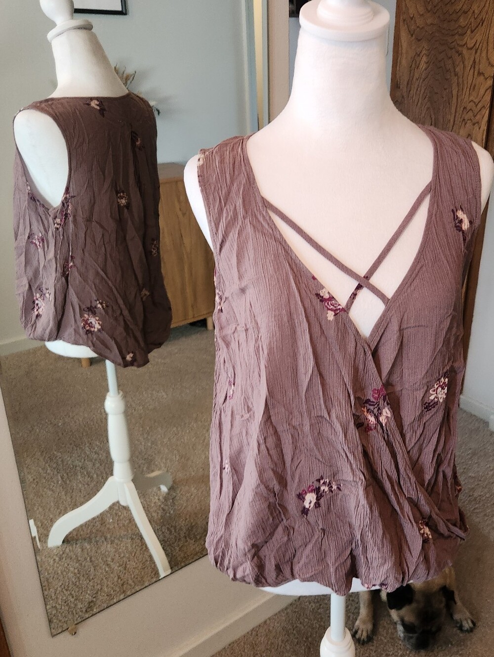 (2 For $25) Mossimo Crossed Top Purple Floral